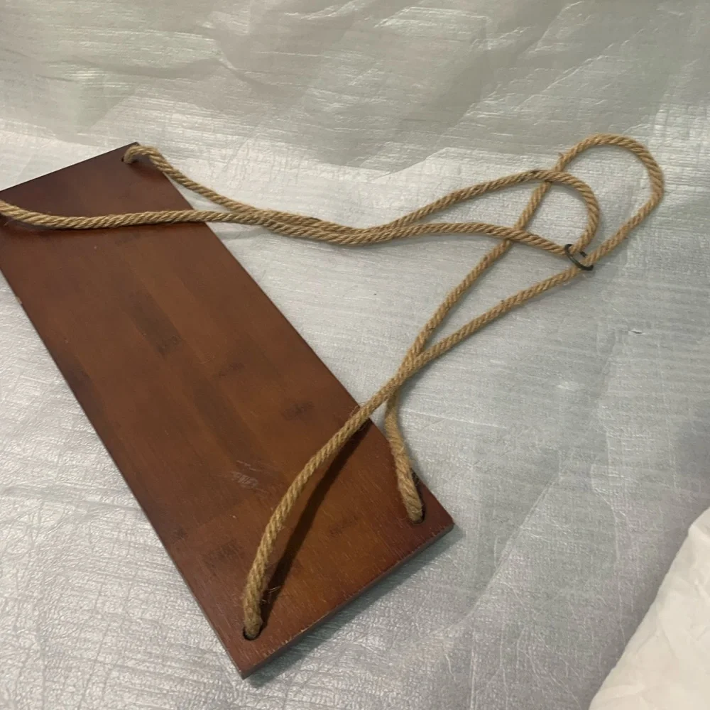 Rustic Wooden Floating Shelf 17”x6” with Adjustable Jute Rope Boho Farmhouse Dec